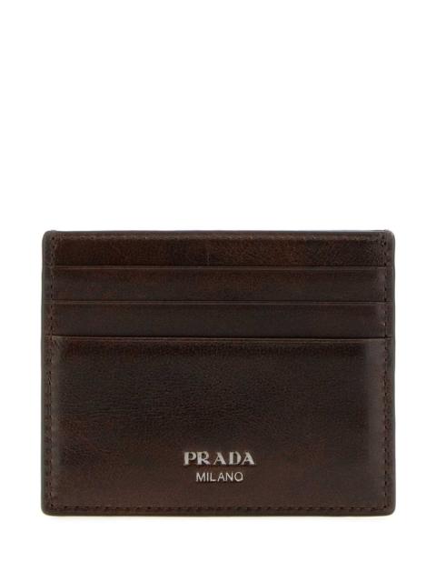 Prada Prada Men Chocolate Leather Card Holder