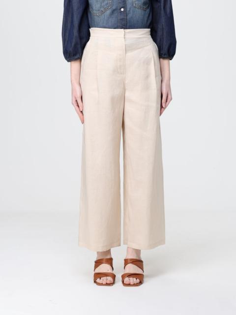 Max Mara Studio Max Mara Studio Women Cropped Linen Palazzo Trousers Max Mara Studio