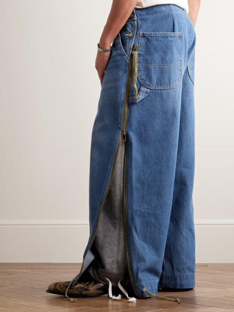 Greg Lauren NWT $1600 Greg Lauren Denim Zip Wide Leg With Sweat Size 2