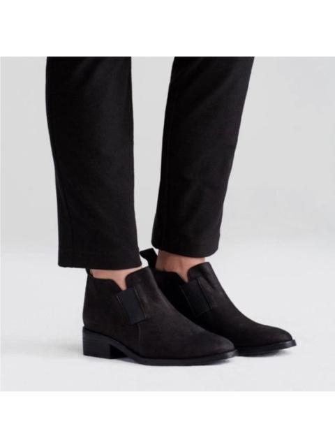 Other Designers Eileen Fisher Mood Ankle Boots Pull On Heeled Pointed Toe Nubuck Leather Black 7