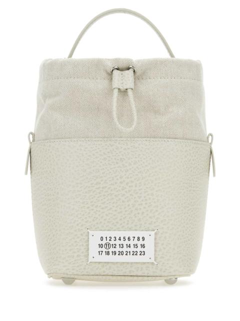 Maison Margiela Maison Margiela Women Chalk Leather And Canvas Mini 5Ac Bucket Bag