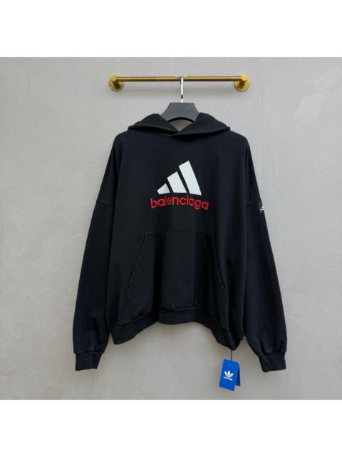 BALENCIAGA Balenciaga x Adidas collaboration embroidered logo hoodie