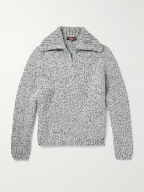 Loro Piana Alpe Meggiana Cashmere Half-Zip Sweater Gray