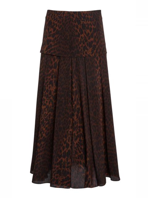 BALENCIAGA Godet-Panelled Silk-Crepe Midi Skirt brown