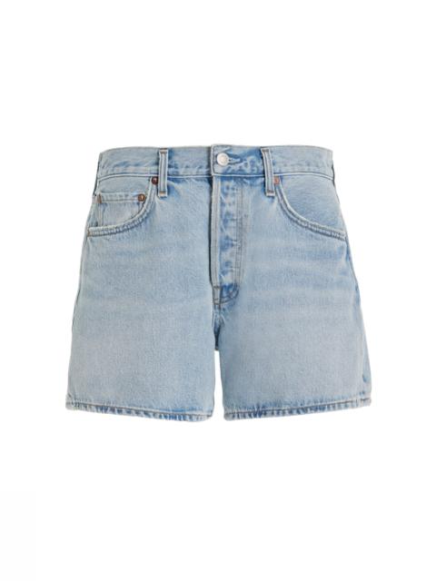 AGOLDE Parker Long Organic Cotton Denim Shorts light wash