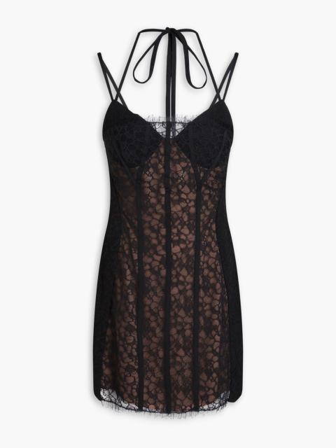 SIMKHAI Alodie cloqué-paneled corded lace mini dress