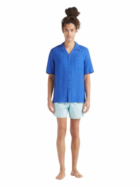 Vilebrequin Vilebrequin Men's Solid Linen Bowling Shirt in Marrakech at Nordstrom