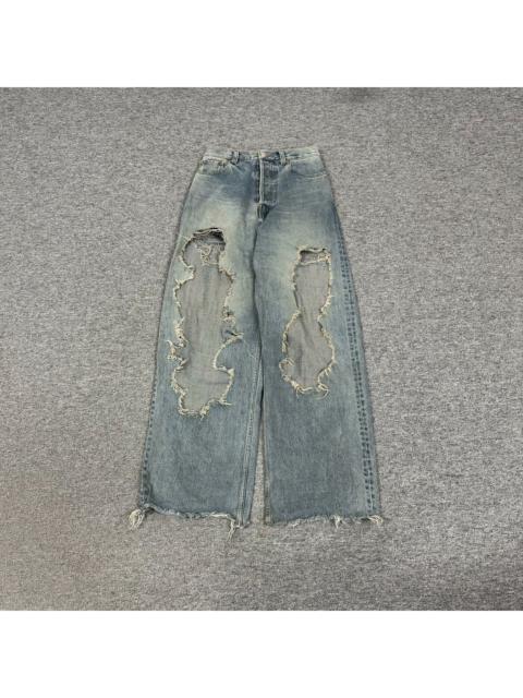 BALENCIAGA Balenciaga Destroyed Plaid Lined Denim Jeans