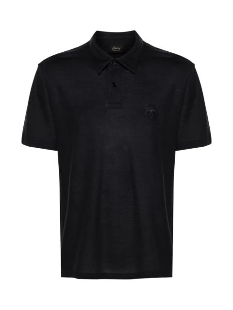 Brioni LOGO-EMBROIDERED WOOL POLO SHIRT