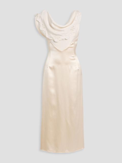 Altuzarra Fragolina draped broderie anglaise-trimmed silk-satin midi dress