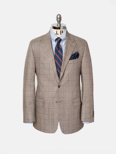 J. PRESS MADE-IN-CANADA TAN & NAVY PLAID SILK SPORT COAT