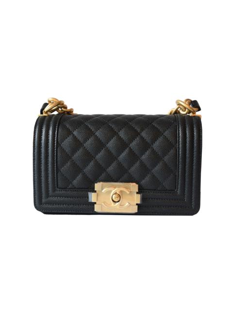 CHANEL Chanel Caviar Quilted Small Boy Flap Gold Hardware Black