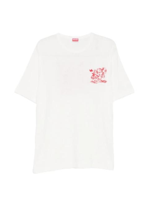 KENZO Kenzo Men `Kenzo Cartoon` Embroidered Outlined Cotton T-Shirt