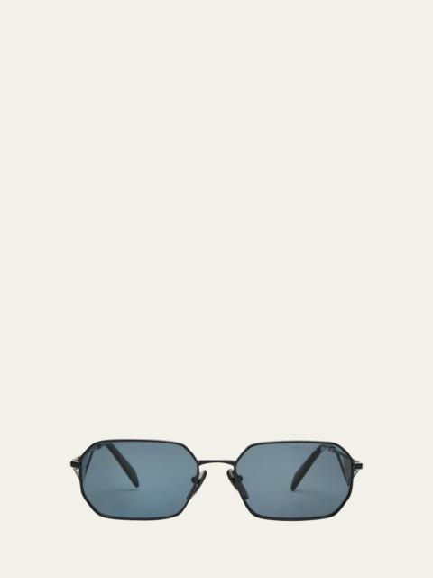 Prada Men's Polarized Steel Rectangle Sunglasses