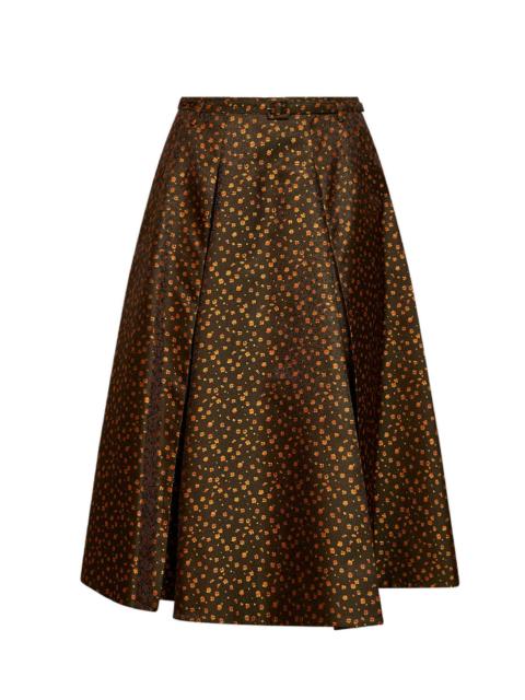 Prada Prada Abbigliamento Women Military Floral Jacquard Belted Midi Skirt