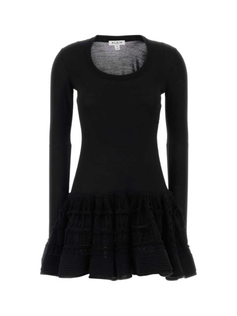 Alaïa Alaia Women Black Stretch Wool Blend Mini Dress