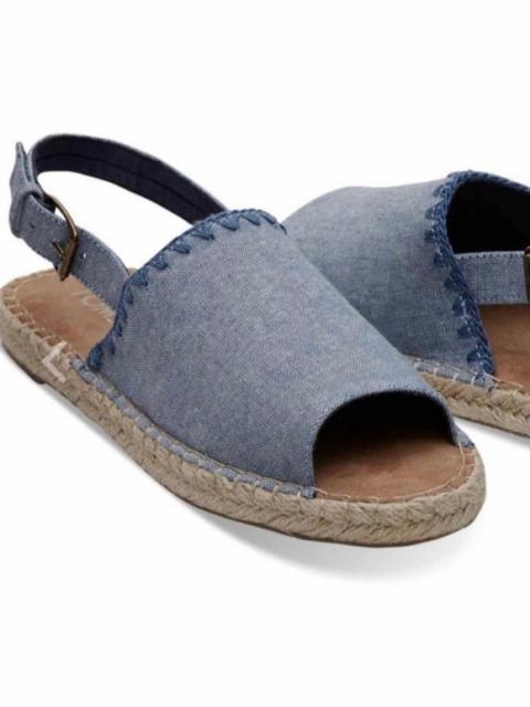 Toms Clara Espadrille Chambray Sandals Blue 7