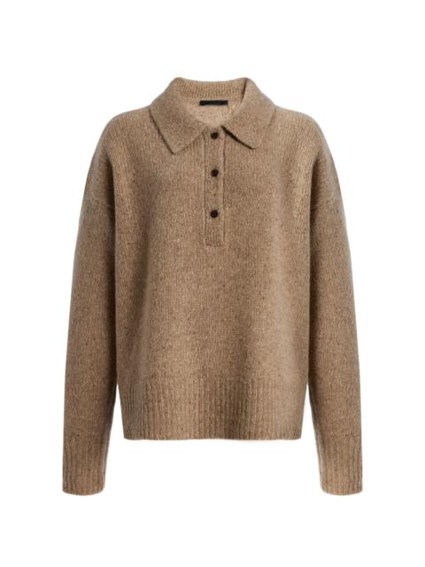Jenni Kayne Burke Donegal Cashmere Polo Sweater brown