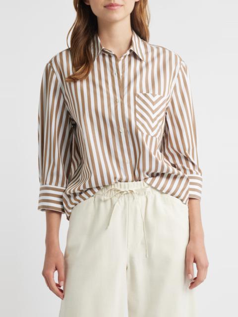 rag & bone Lucia Stripe Poplin Button-Up Shirt in Brown Stripe at Nordstrom