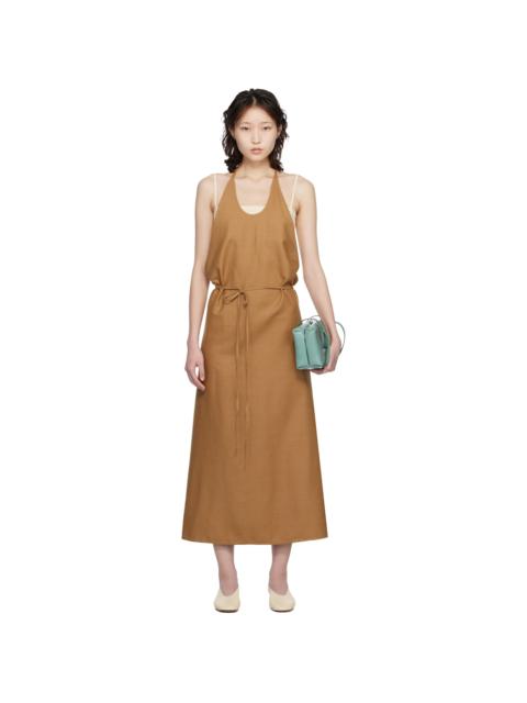 BASERANGE Tan Wild Silk Apron Midi Dress