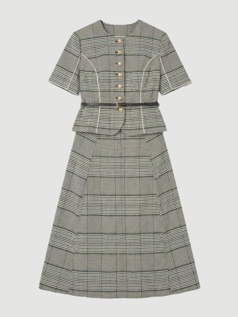 KAREN MILLEN Plus Size Tailored Check Peplum Belted Mini Dress