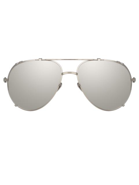 LINDA FARROW NEWMAN AVIATOR SUNGLASSES IN WHITE GOLD