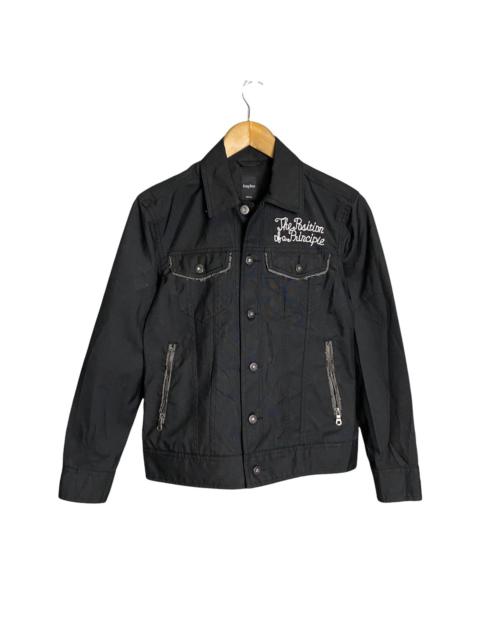 Other Designers Vintage - crazy devil big embroidery logo khaki trucker jacket