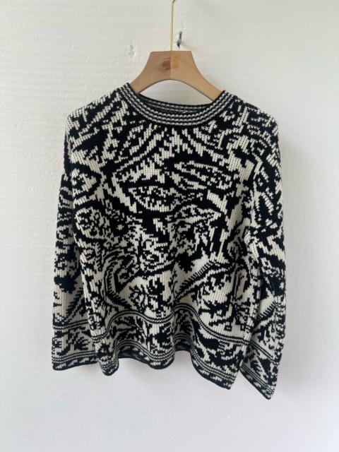 Dior Dior Black Jacquard White Wool Cashmere Knit Sweater