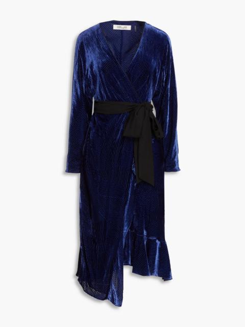 DIANE VON FURSTENBERG Tulisa ruffled devoré-velvet midi wrap dress