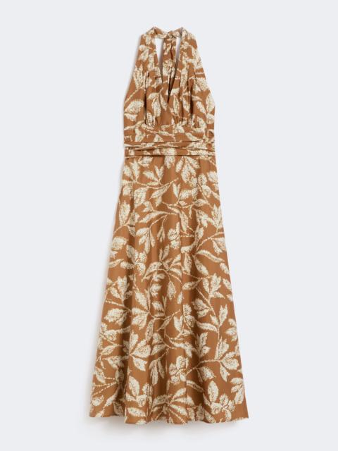 Max Mara Long dress in printed poplin - CARAMEL