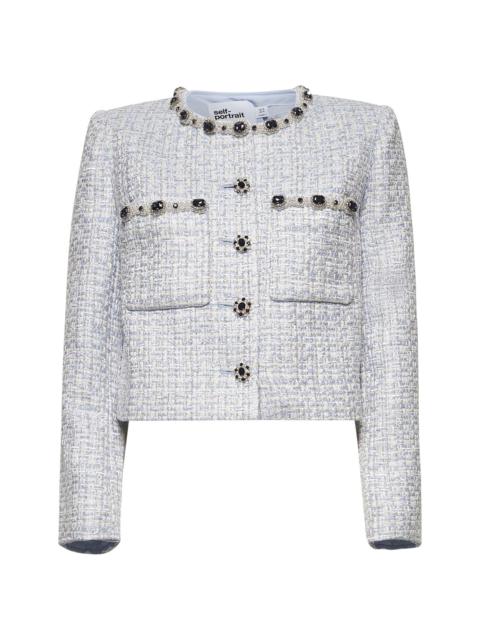Self Portrait Women Light Blue Lurex Bouclé Jacket