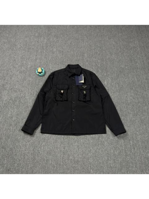 Prada Prada Re-Nylon Black Triangle Logo Long-Sleeve Shirt Jacket