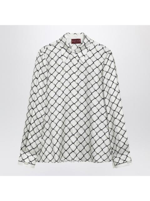 GUCCI Gucci White Printed Silk Twill Shirt Women