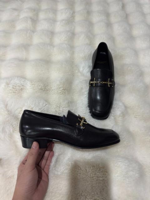 SAINT LAURENT Saint Laurent YSL Men's New Black and Gold Loafers