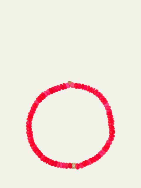 SYDNEY EVAN 14K Pave Diamond 4mm Wheel on Hot Pink Opal Bracelet