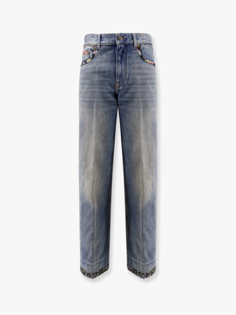 Valentino Jeans With Floral Print Fabric Border Detail