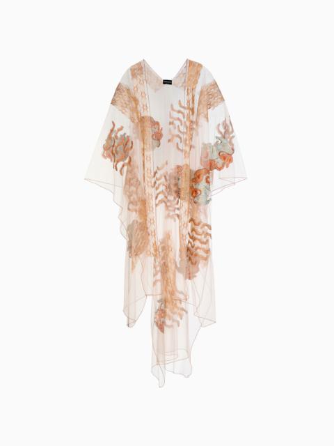 GIORGIO ARMANI EMBROIDERED TULLE CAPE