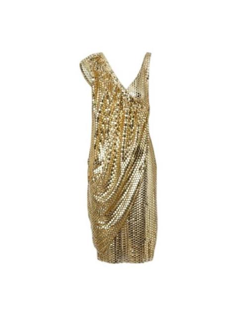 Burberry Burberry Asymmetric Mesh Dress with Metallic Paillette Embellishments, Brand Size 4 (US Size 2)