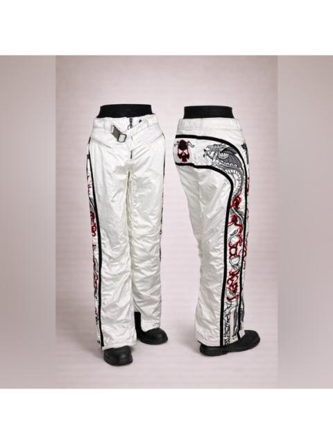 Other Designers Jet Set - Women's White and Black Embroidered Pants