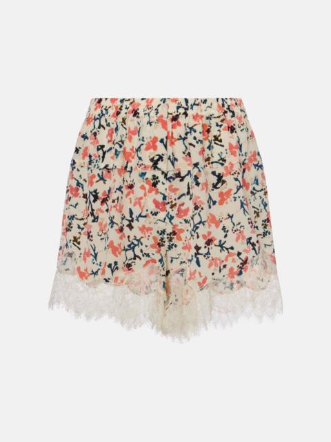 ULLA JOHNSON Noella floral lace-trimmed silk shorts