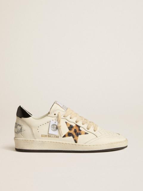 Golden Goose Ball Star with Swarovski crystal leopard star and black heel tab