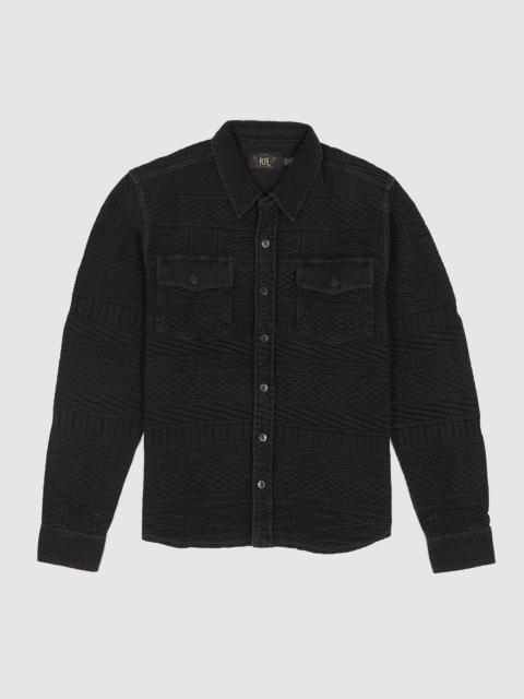RRL by Ralph Lauren Double RL Jacquard knit Black Indigo CPO Overshirt
