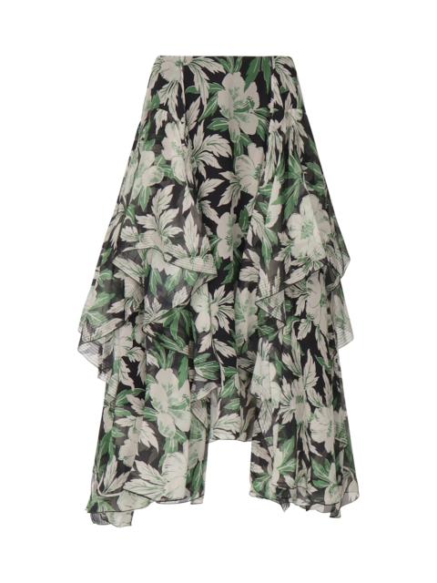 Loewe Silk Skirt With Floral Print