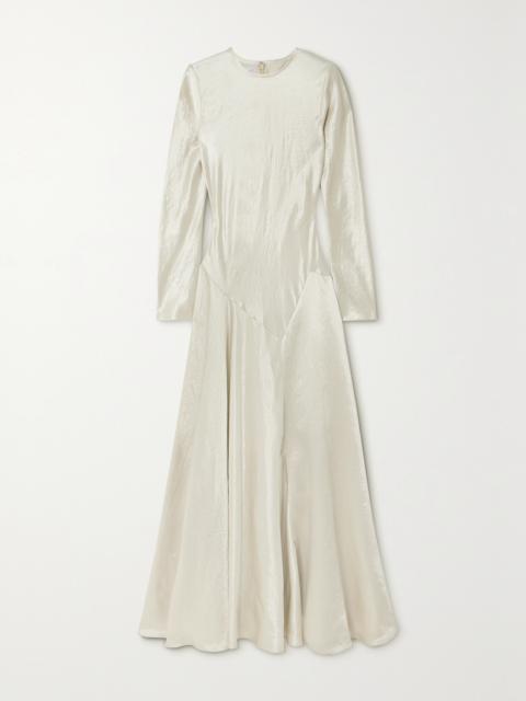 ABADIA Yara Paneled Hammered-satin Gown