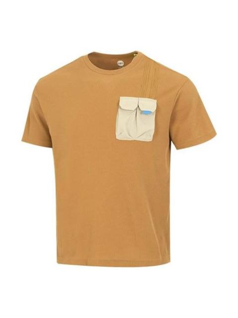 adidas Men's adidas neo Contrasting Colors Pocket Athleisure Casual Sports Round Neck Short Sleeve Wheat T-