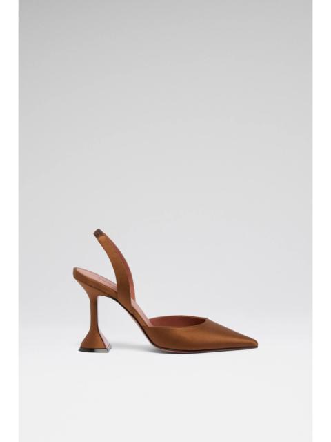 Amina Muaddi HOLLI SLING 95 MOCHA SATIN