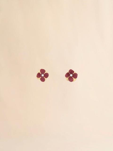 Marni BURGUNDY ENAMEL FLOWER STUD EARRINGS