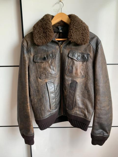 SAINT LAURENT Saint Laurent Pairs Men's Leather Shearling Fur Bomber Coat Jacket