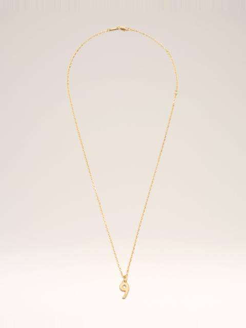 AMI Paris GOLD BRASS HAMMERED "9" PENDANT NECKLACE