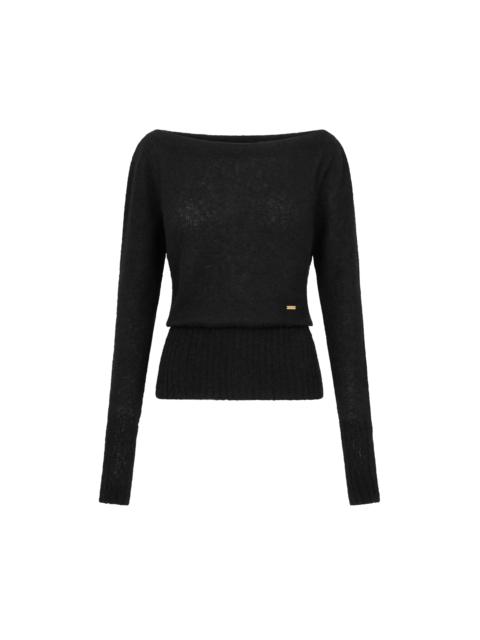 TOM FORD LONG SLEEVE BOAT NECK KNIT WITH TOM FORD METAL PLAQUE